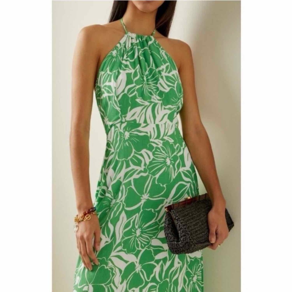 Faithfull The Brand Taormina Floral Crepe Halter Neck Midi Dress - Picture 7 of 14